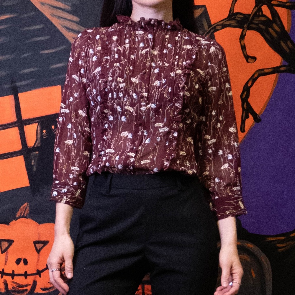 Brown-Maroon Flora blouse